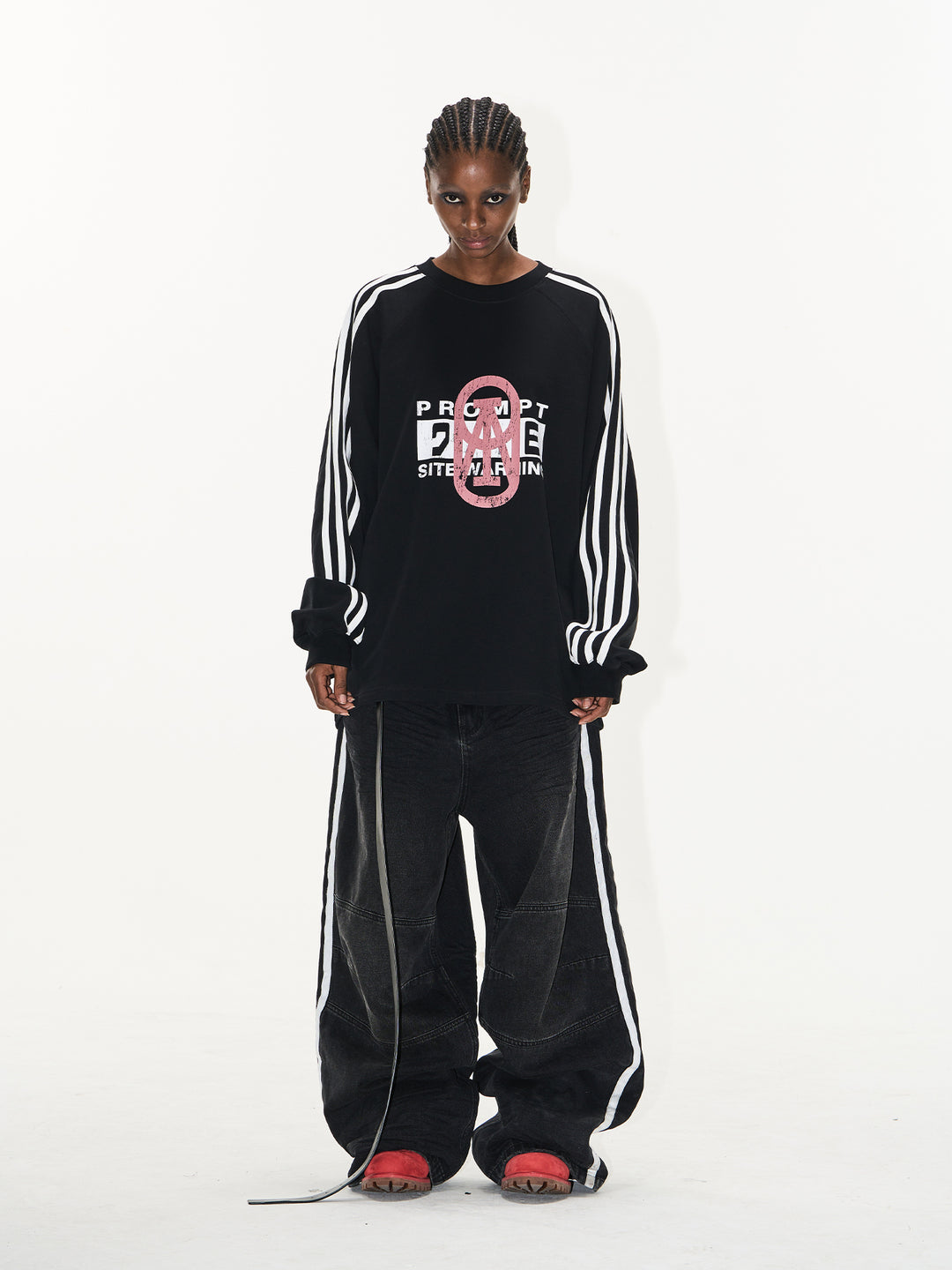 BLIND NO PLAN Sports Contrast Stitching Print Sweatshirt | Face 3 Face