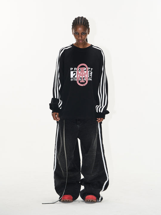 BLIND NO PLAN Sports Contrast Stitching Print Sweatshirt | Face 3 Face