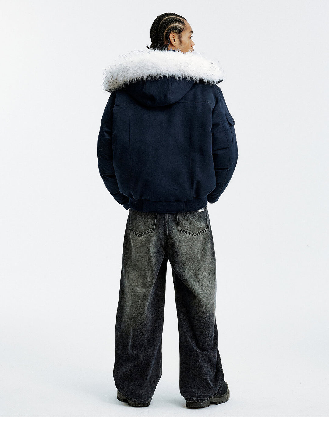 MEDM Detachable Fur Metal Snaps Down Jacket | Face 3 Face