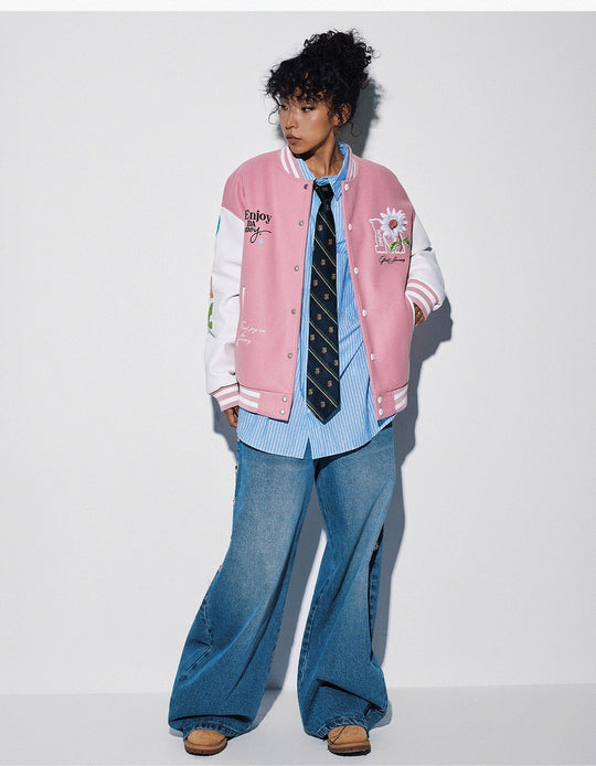 MEDM Daisy Floral Varsity Jacket | Face 3 Face