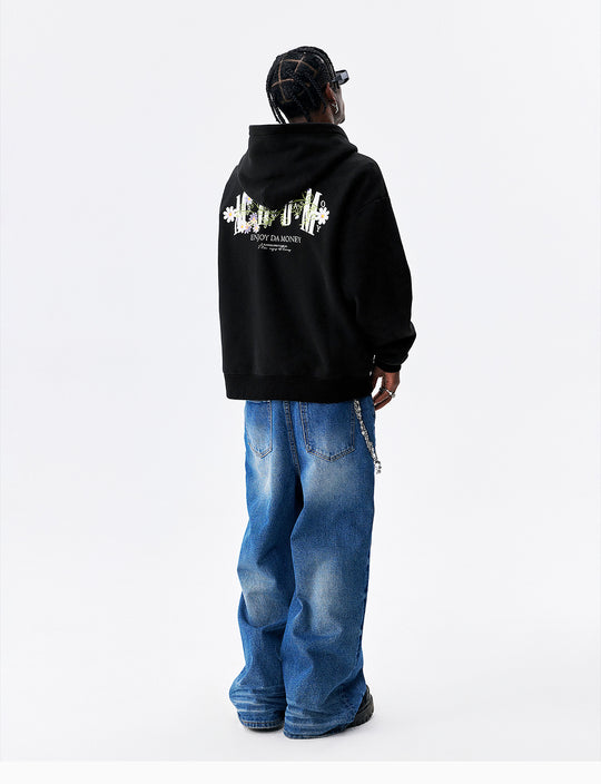 MEDM Floral Logo Embroidered Zip Up Hoodie | Face 3 Face