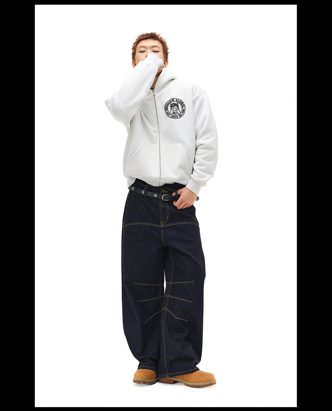 NOVACAM Vintage Monogram Print Zip Up Hoodie | Face 3 Face