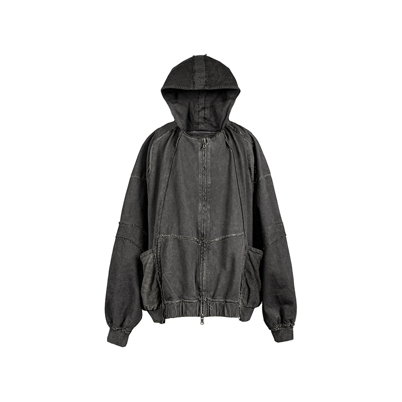 UNDERWATER Dirty Dyed Deconstructed Zip-Up Sweatshirt Jacket | Face 3 Face