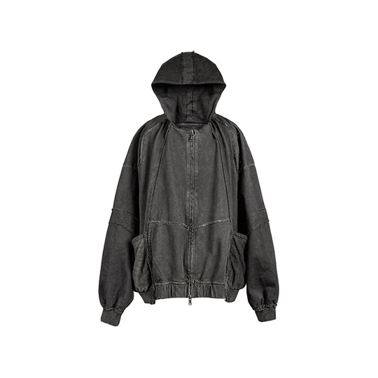 UNDERWATER Dirty Dyed Deconstructed Zip-Up Sweatshirt Jacket | Face 3 Face