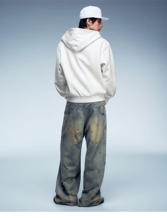 MEDM Contrast Hood Lining Zip Up Hoodie | Face 3 Face