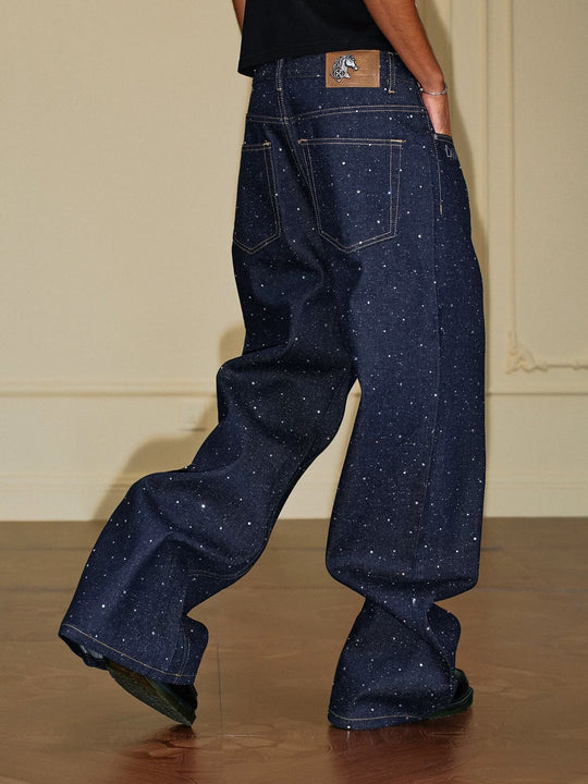 YADcrew All Over Starry Rhinestone Loose Fit Jeans | Face 3 Face