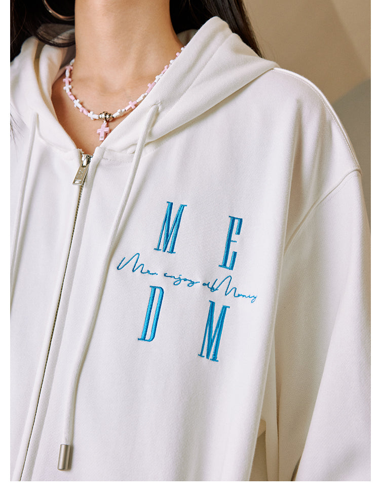 MEDM Basic Logo Embroidery Zip Up Hoodie | Face 3 Face