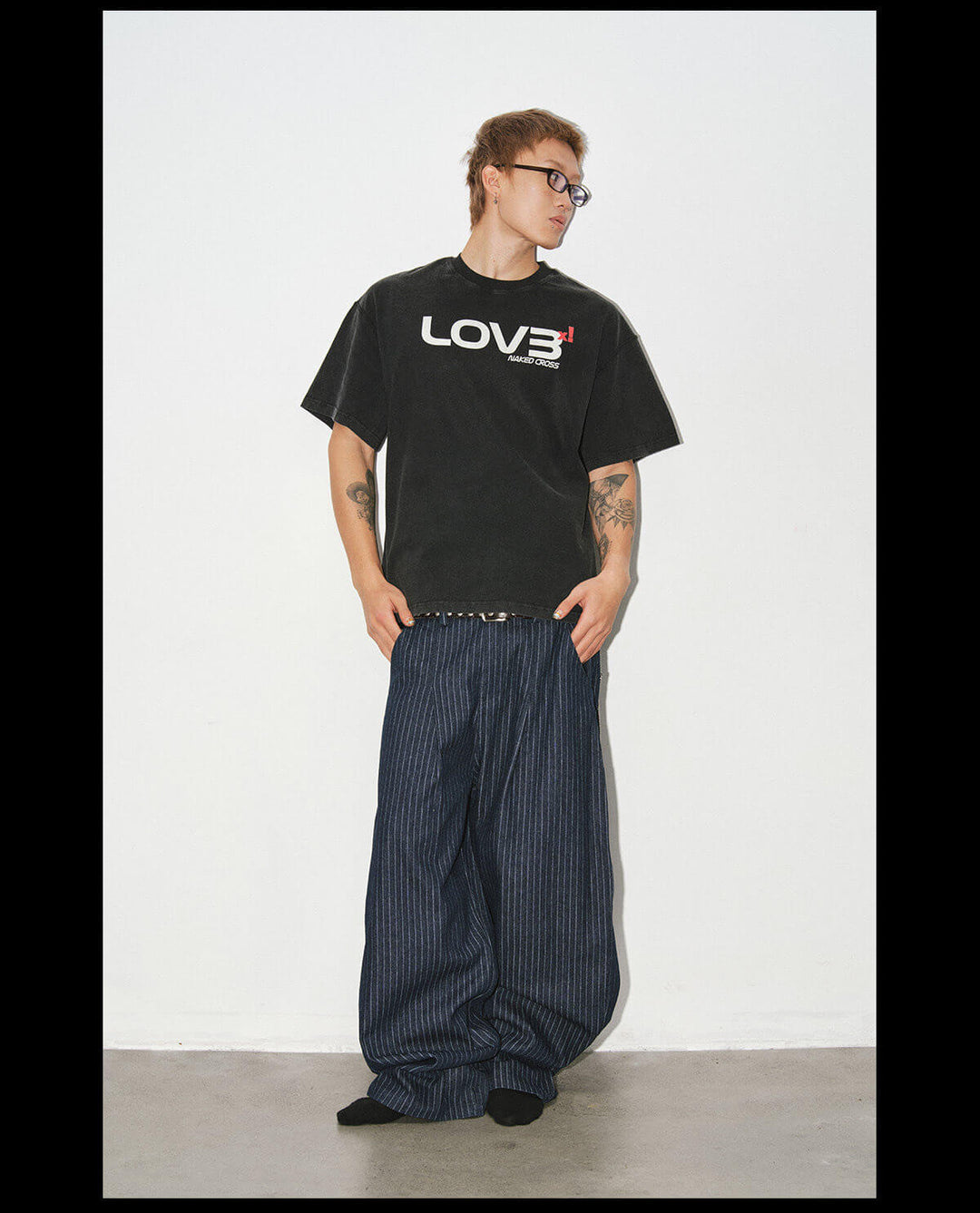 NOVACAM Love Graphic Print Washed Short Sleeve Tee | Face 3 Face