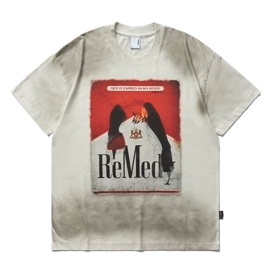 Remedy Inspired Print Washed Aged Tee | Face 3 Face