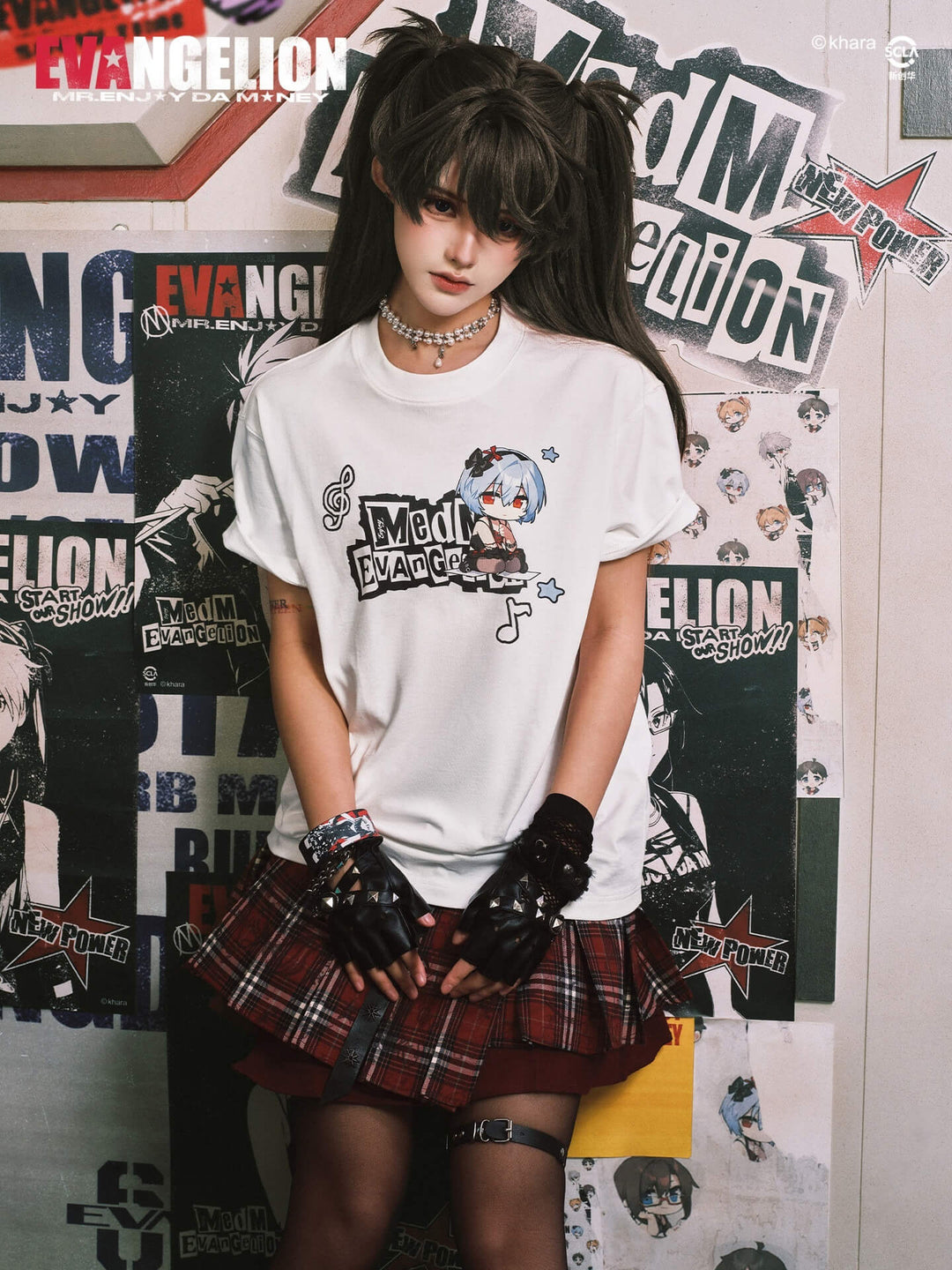 MEDM x EVA NEVER END Cute Character Music Note Graphic Tee | Face 3 Face