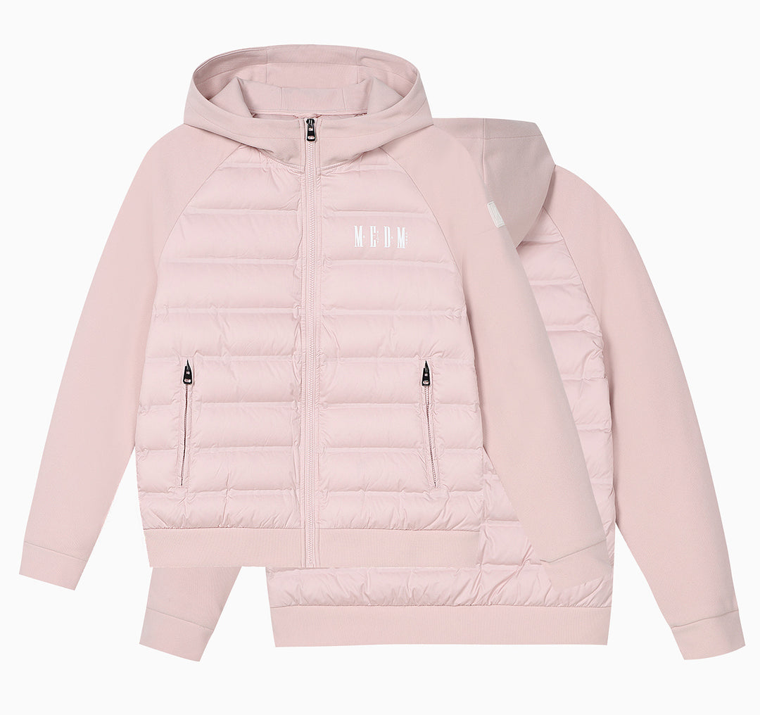 MEDM Patchwork Raglan Sleeve Lightweight Hooded Down Jacket | Face 3 Face