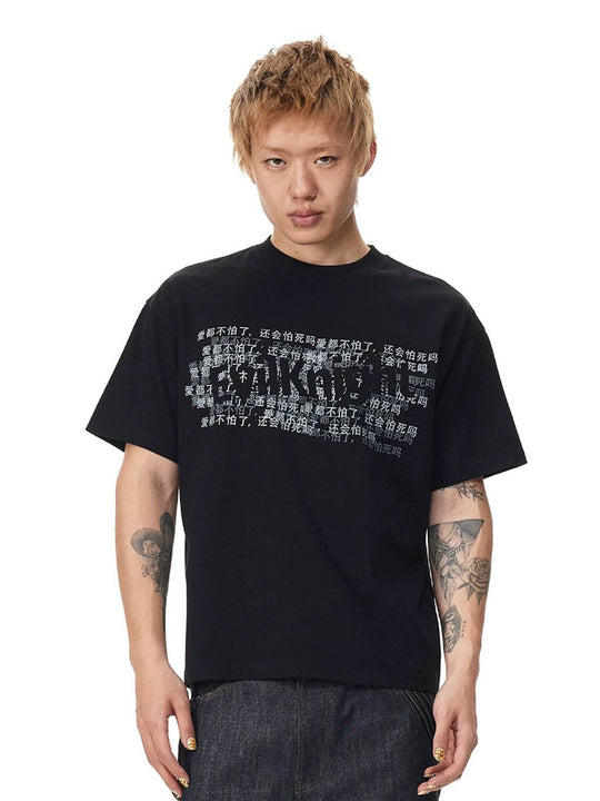 EVILKNIGHT(EK) Letter Graphic Print Short Sleeve Tee | Face 3 Face