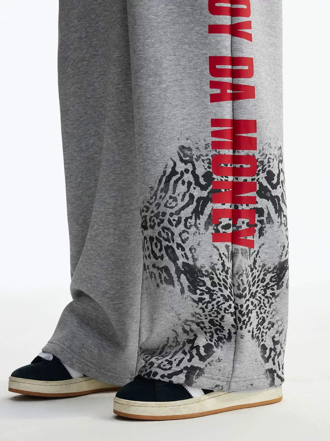 MEDM Leopard and Logo Print Baggy Sweatpants | Face 3 Face