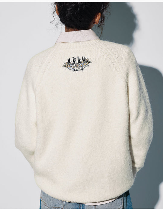 MEDM Floral Embroidered Mohair Knit Sweater | Face 3 Face