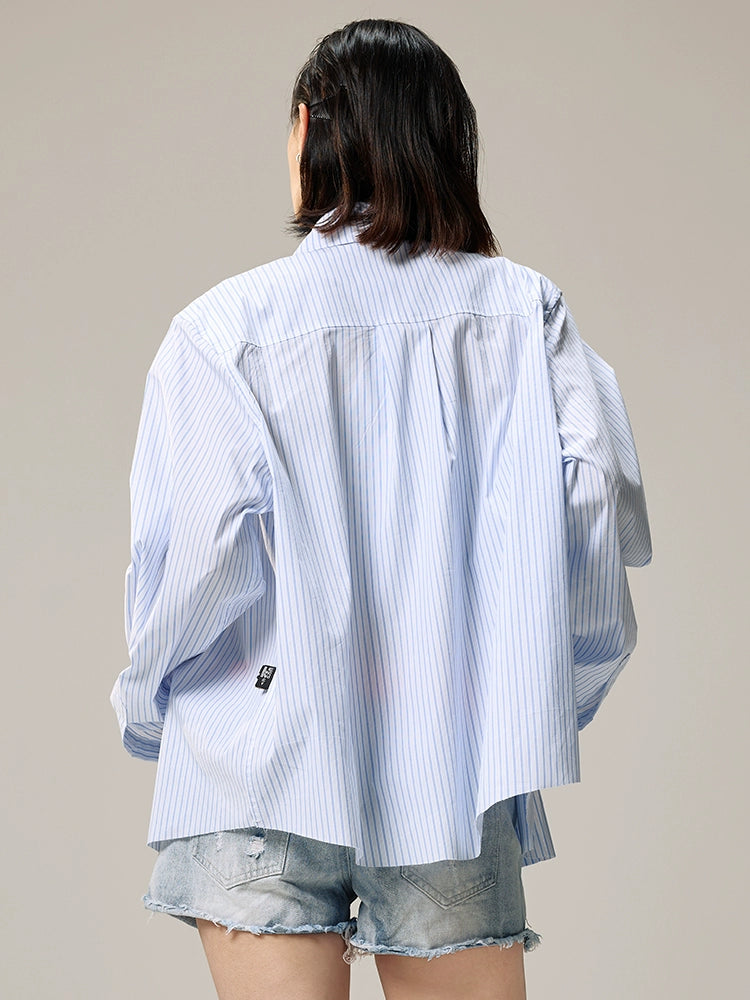 Remedy Letter Print Striped Long Sleeve Shirt | Face 3 Face