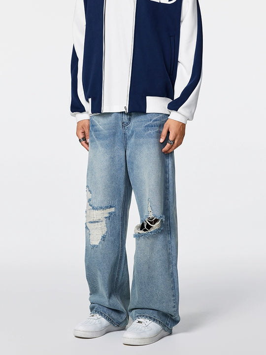 Achock Butterfly Washed Broken Hole Distressed Jeans | Face 3 Face