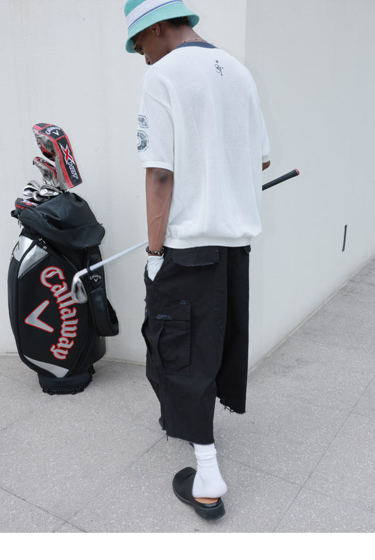 STEEPC Washed Distressed Baggy Multi Pocket Work Shorts | Face 3 Face