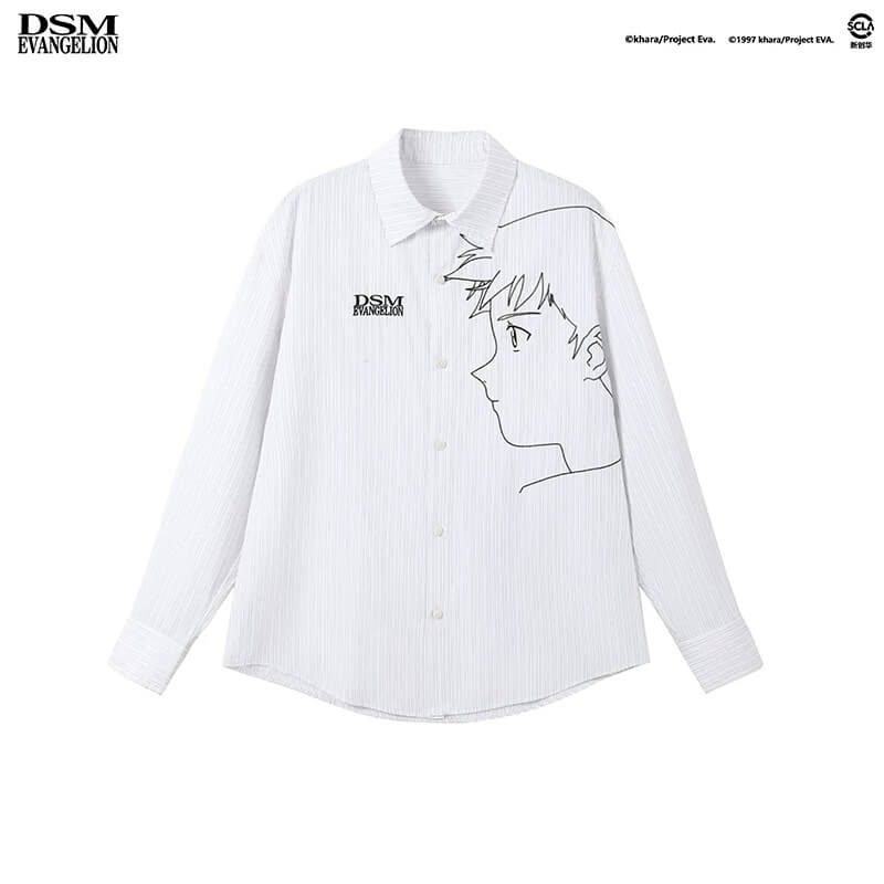 DSM x EVA Shinji Ikari Embroidered Striped Long Sleeve Shirt
