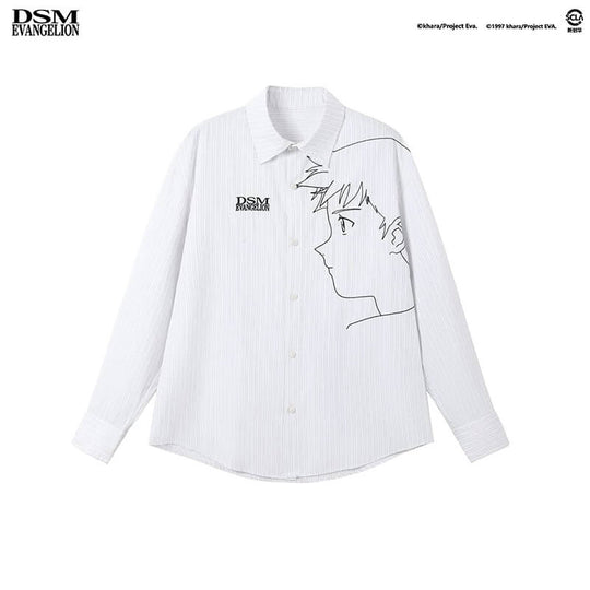 DSM x EVA Shinji Ikari Embroidered Striped Long Sleeve Shirt