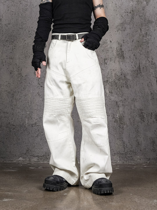 UNDERWATER White Waxed Biker Wide Leg Bootcut Jeans | Face 3 Face