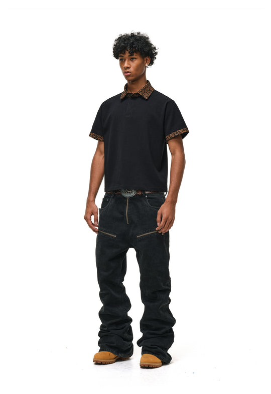 ANTIDOTE Studded Punk Zipper Flared Jeans | Face 3 Face