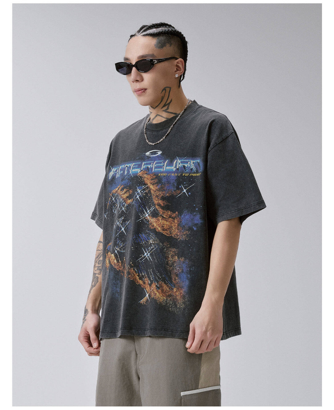 F2CE Galactic Flame Pegasus Vintage Heavy Wash Short Sleeve Tee | Face 3 Face