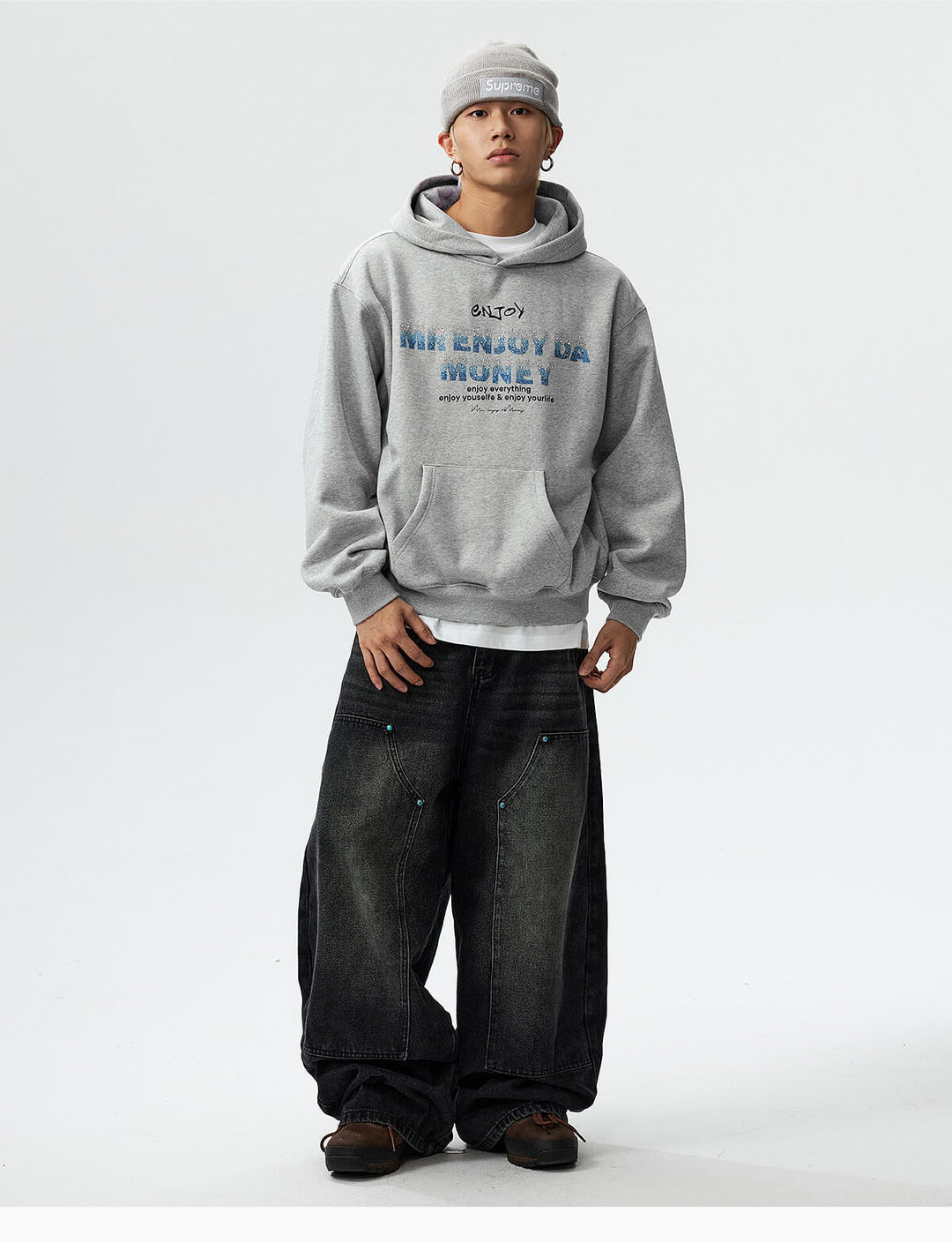 MEDM Flame Rhinestone Embellished Hoodie | Face 3 Face