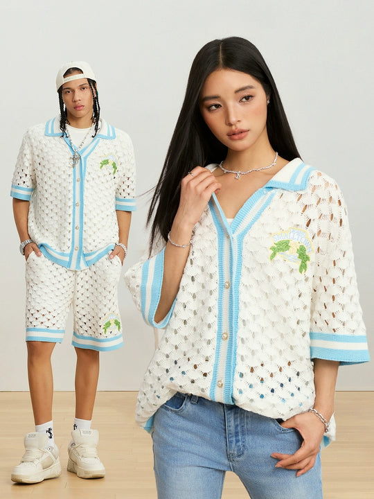 Small Town Kid Crochet-Knit Hawaiian Shirt Set | Face 3 Face