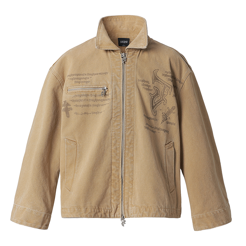 JHYQ Zipper Printed Canvas Work Jacket