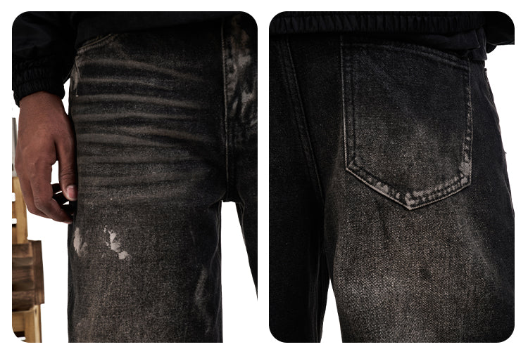 F3F Select Dirty Dye Whisker Black Washed Baggy Jeans | Face 3 Face