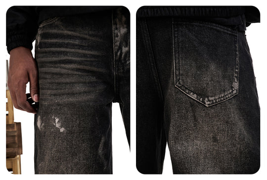 F3F Select Dirty Dye Whisker Black Washed Baggy Jeans | Face 3 Face