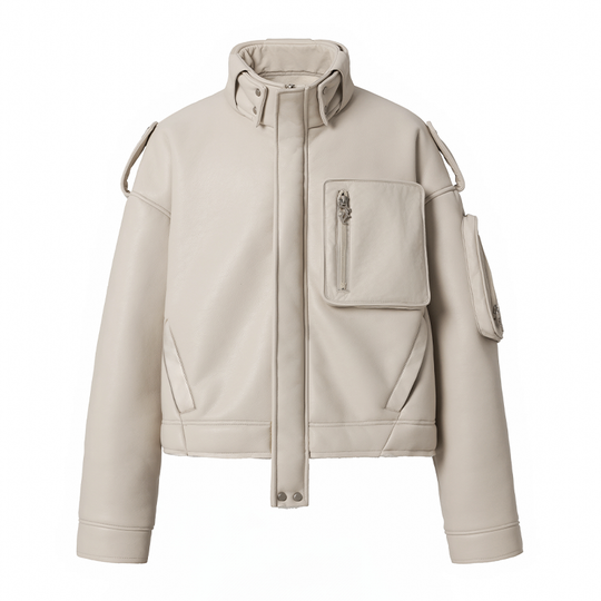 JHYQ Motorcycle Leather Short Jacket