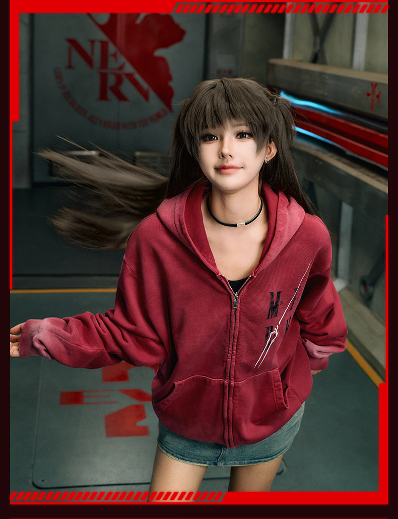 MEDM x EVA Evangelion Washed Zip-Up Hoodie | Face 3 Face