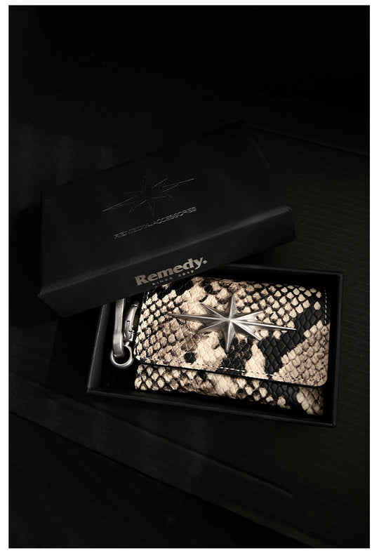 Remedy Metal Studded Keychain Coin Card Leather Wallet | Face 3 Face