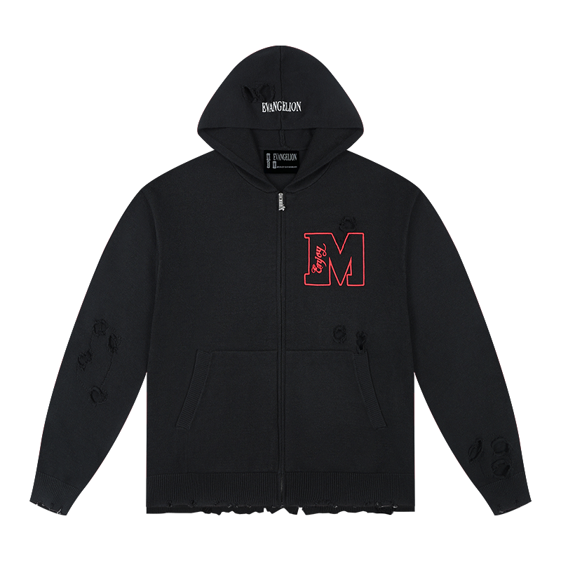 MEDM x EVA Lilith Stripe Zip-Up Knit Hoodie | Face 3 Face