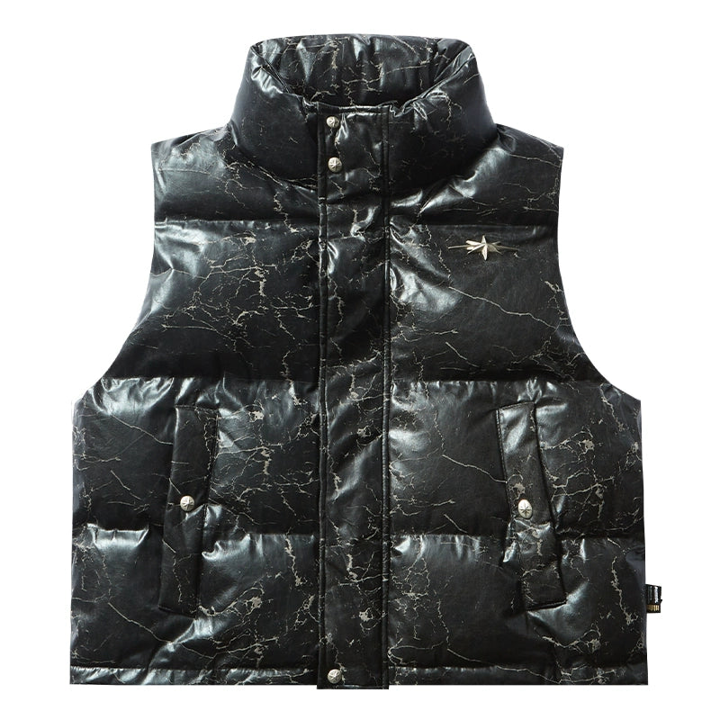 Remedy Cracked Design Puffer Vest | Face 3 Face