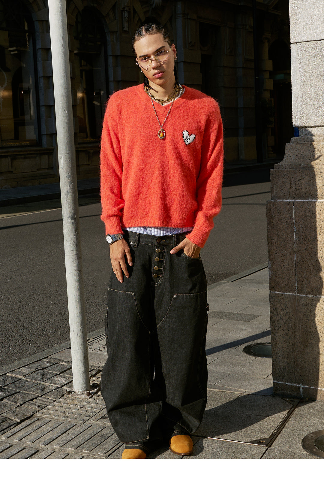 STEEPC Wool Blend Heart Patch Knit Sweater | Face 3 Face