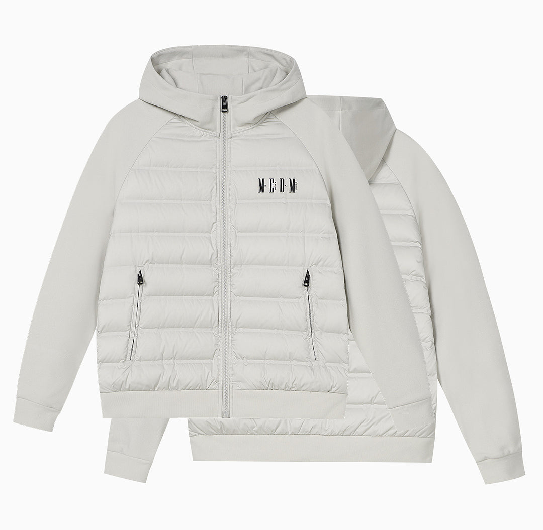 MEDM Patchwork Raglan Sleeve Lightweight Hooded Down Jacket | Face 3 Face