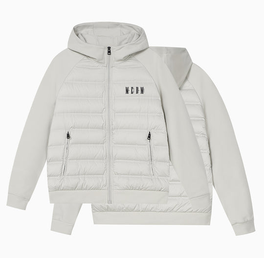 MEDM Patchwork Raglan Sleeve Lightweight Hooded Down Jacket | Face 3 Face