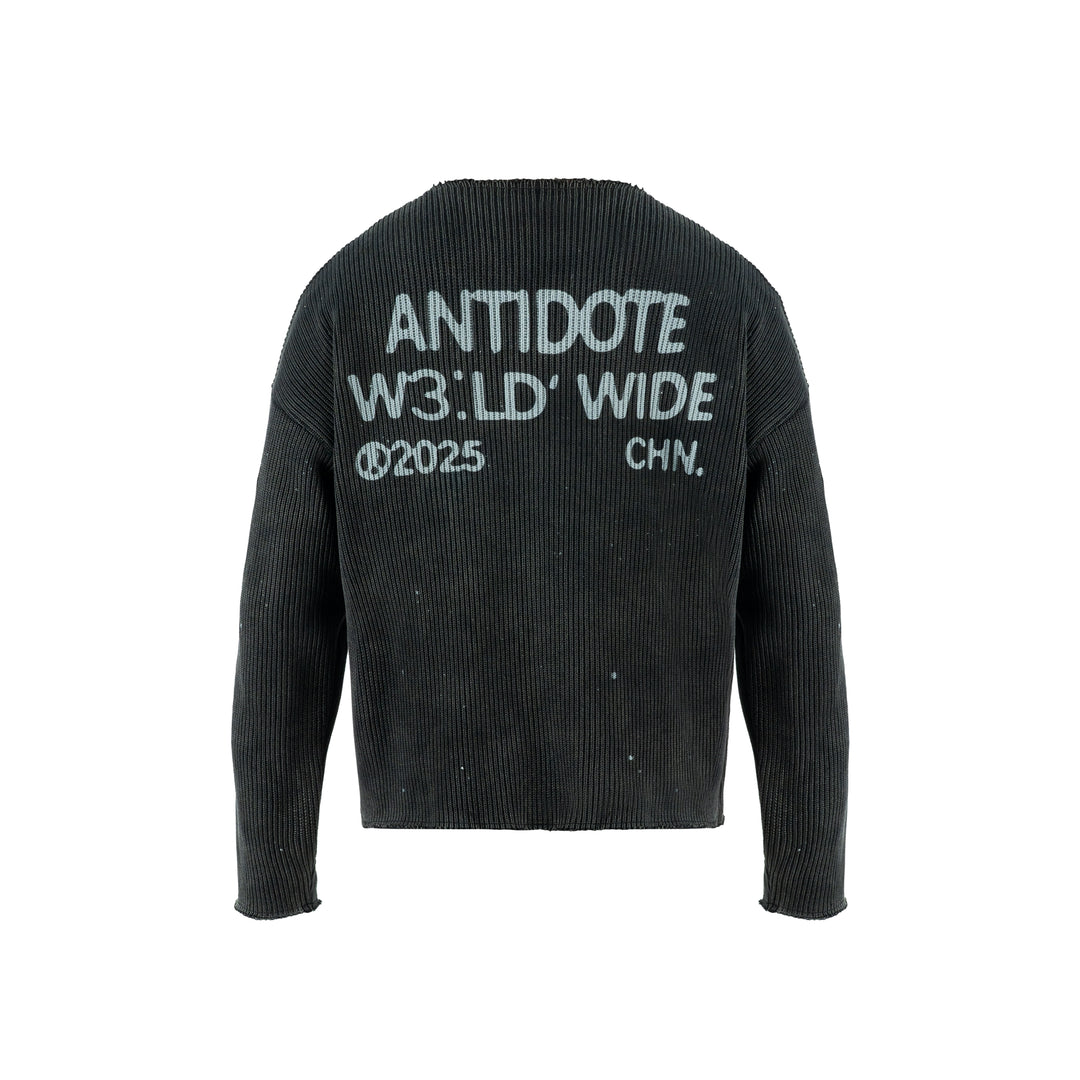ANTIDOTE Striped Texture Washed Ink Splash Knit Sweater | Face 3 Face