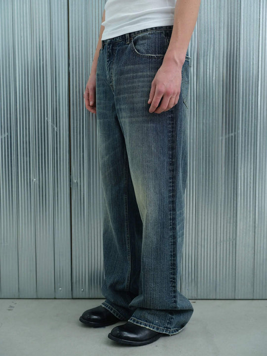 S45 Vintage Washed Distressed Slight Flare Jeans | Face 3 Face