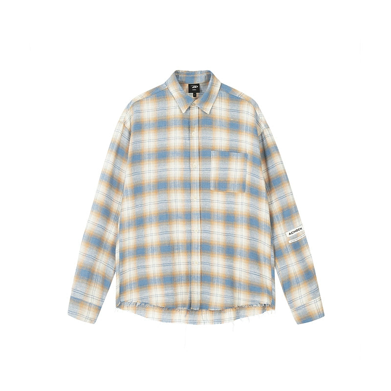Achock Plaid Raw Hem Long Sleeved Shirt | Face 3 Face