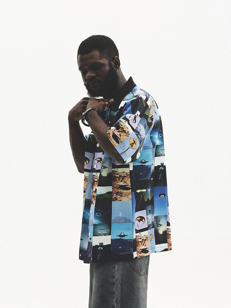 UNTILWERICH Cuban Collar UFO Short Sleeve Shirt | Face 3 Face