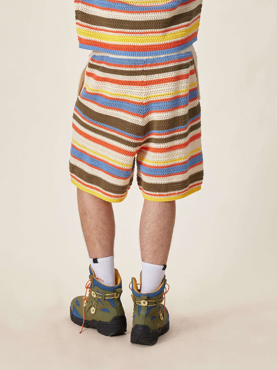 EVILKNIGHT(EK) Multicolor Striped Knit Shorts | Face 3 Face