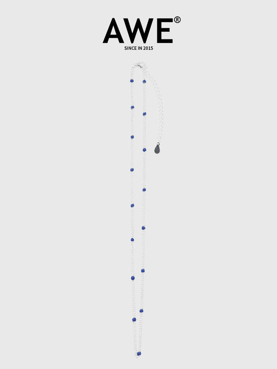 AWE Blue Bean Silver Chain Necklace | Face 3 Face