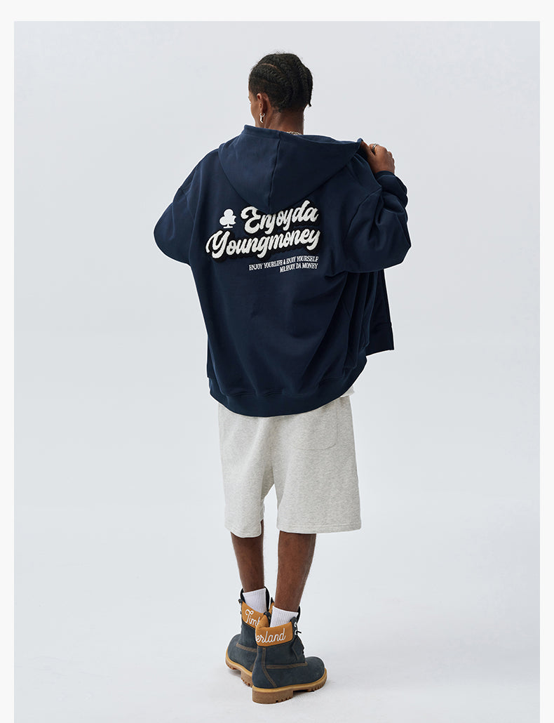 MEDM Towel Applique Embroidery Zip-Up Hoodie | Face 3 Face