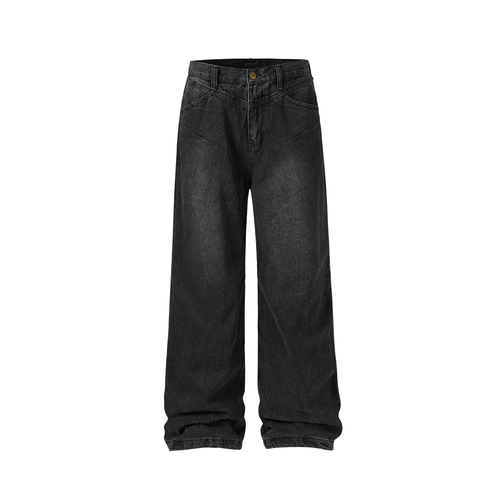 NOVACAM Water-Ripple Washed Baggy Jeans | Face 3 Face