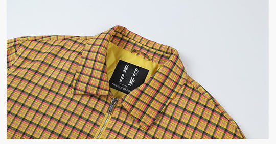 MEDM Plaid Quilted-Lined Leather Patch Track Jacket | Face 3 Face