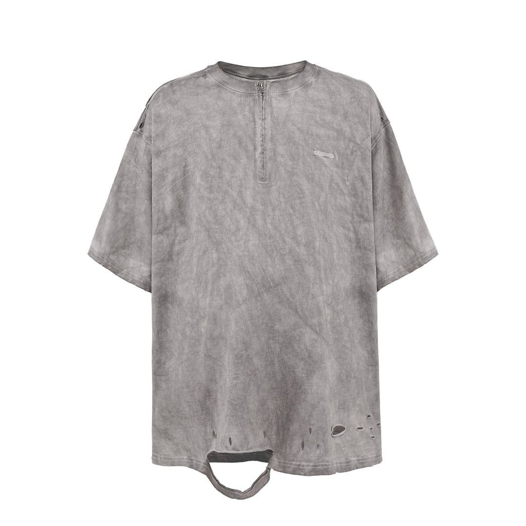 UNDERWATER Destruction Cross Deconstruction Zipper Tee Gray