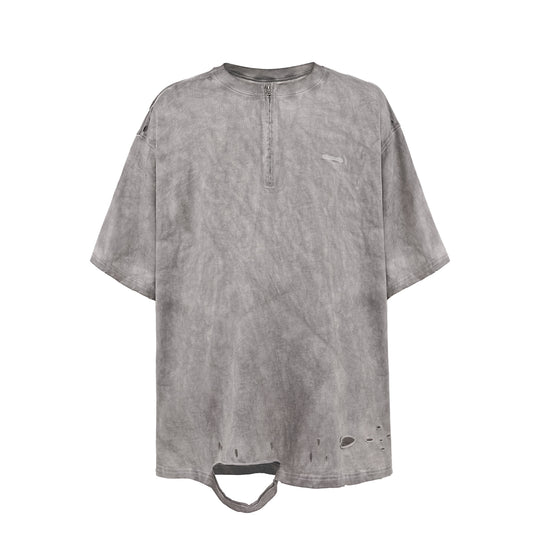 UNDERWATER Destruction Cross Deconstruction Zipper Tee Gray